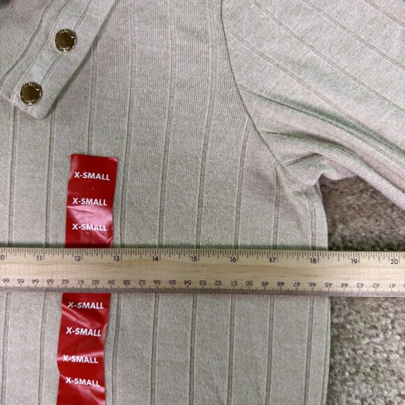 Rafaella Women's Ribbed Cowl Neck Top Wheat with Gold Button Size XS NWT E996 - Picture 7 of 9